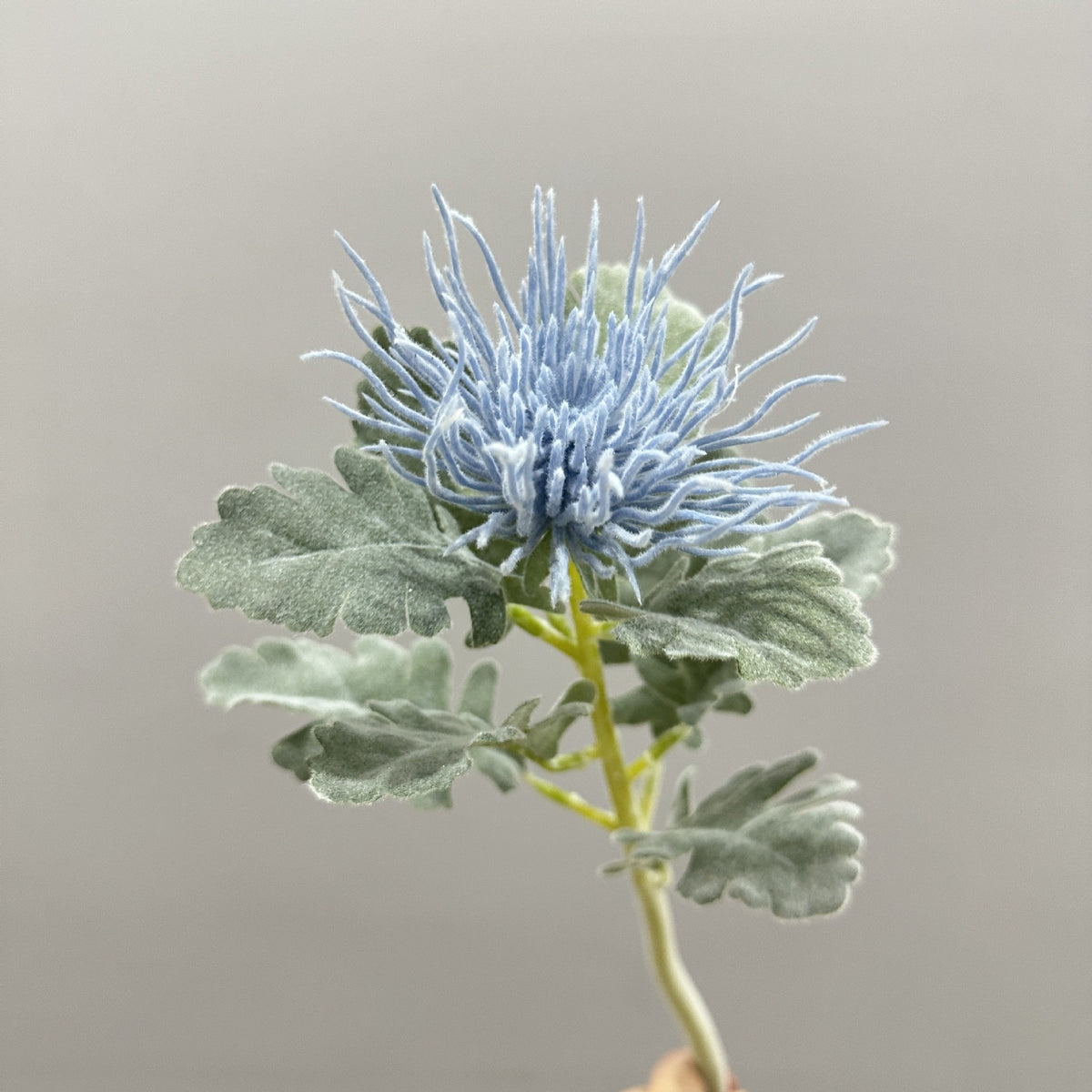 Künstliche Eryngium-Blume, 38 cm hohe Einzelstängel-Deko, Seidenstoff-Blüte für Hochzeiten, Büro und Zuhause