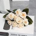 Künstliche Rosen Bouquet, 10 Blüten, 30 cm Höhe, Seidenstoff für Hochzeiten und Innendekoration