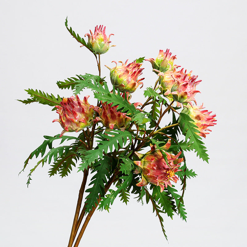Künstliche Distel / Artischocke, einzelner Stiel mit 14 Blättern, 100 cm Länge, für Innendekoration und Floristik