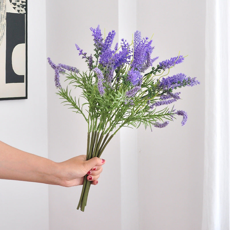 Künstlicher Lavendelstrauß, 6 Stiele mit 36 Blüten, 47 cm, für Hochzeit, Dekoration, Schaufenster