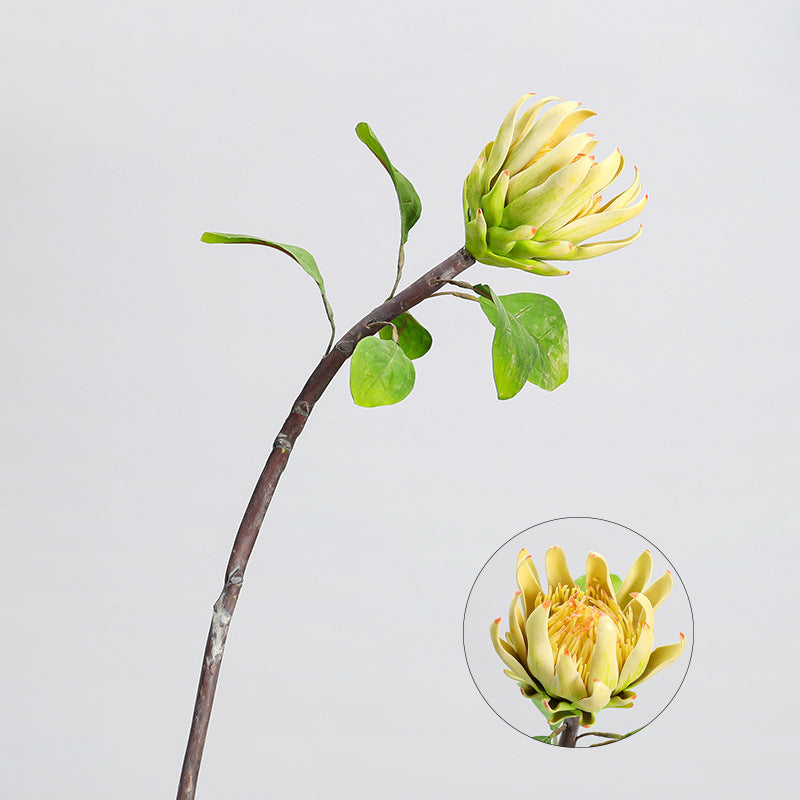 Künstliche Protea Blüte, einzelner Stiel mit 1 Blütenkopf, 63 cm hoch, aus seidenähnlichem Polyester, für Hochzeitsdekoration und Inneneinrichtung