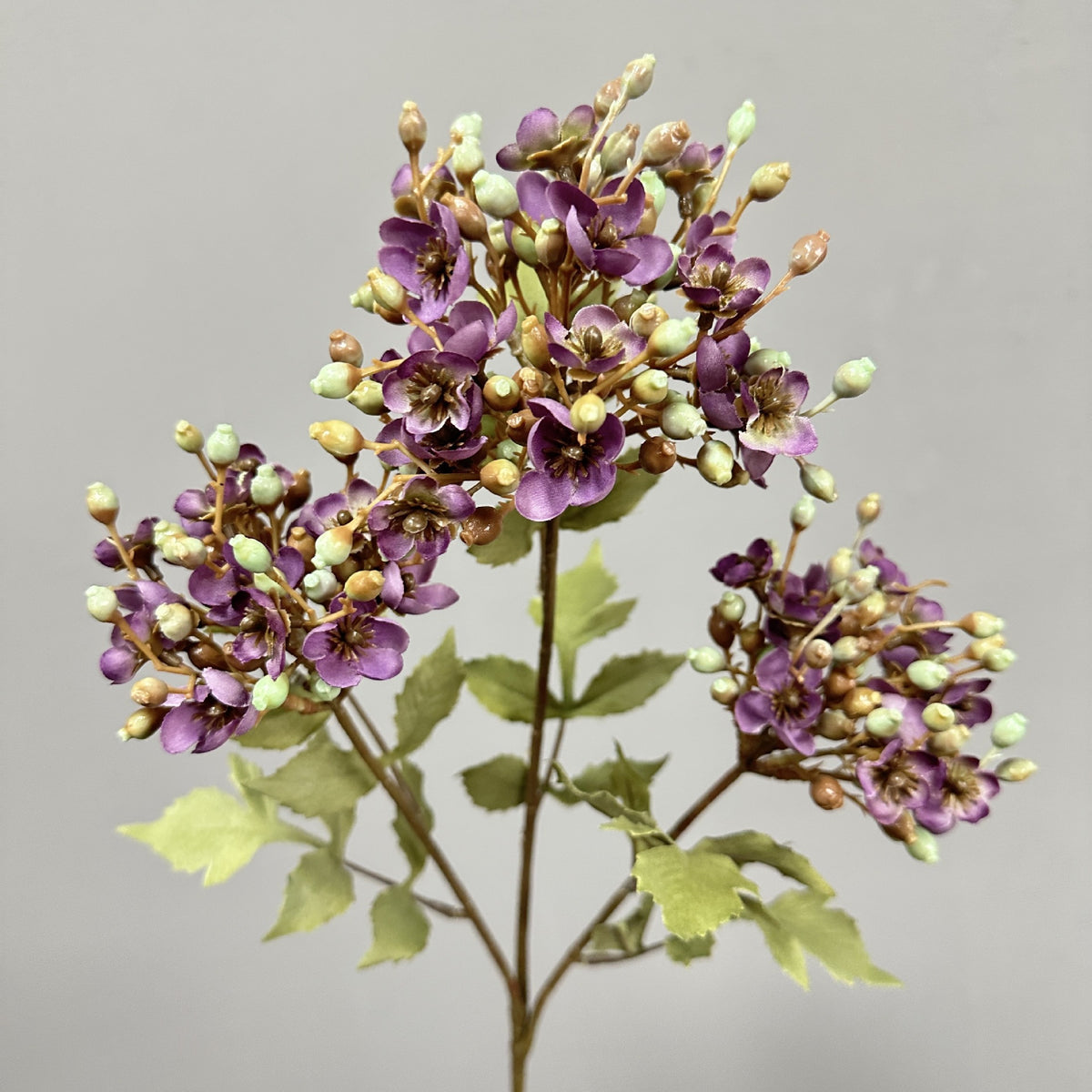 Künstliche Schneeball-Blüte (Viburnum), Kunstblume mit 3 Blütenköpfen, Kunstseide-Stoff, für Hochzeit, Hotel und Heimdeko
