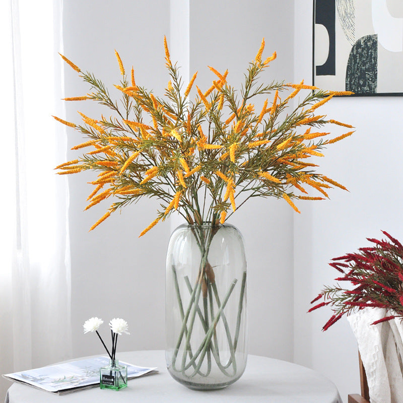 Kunstblume Salbei, Ziersalbei & Fuchsschwanzgras, Einzelzweig aus PVC, Herbstfarben, für Hochzeit & Dekoration