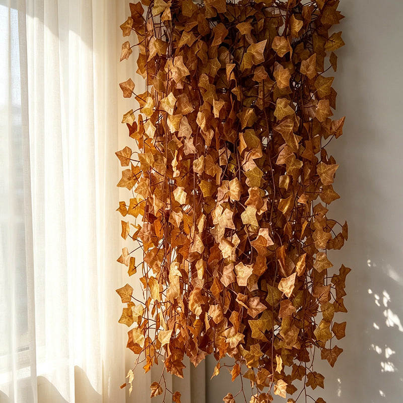Künstliche Herbst-Ahornblatt-Girlande, Rankgirlande aus Kunstseide-Stoff, 12 Stück je Pack, für Innen und Außen, Herbstdeko