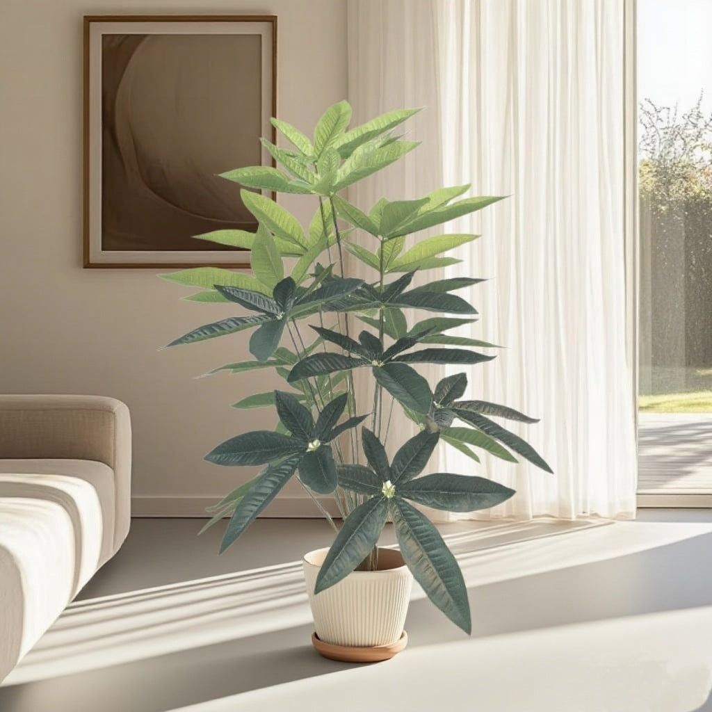 Künstliche Grünpflanze, Glücksblatt, 77 cm hoch, moderne Deko für Zuhause und Büro