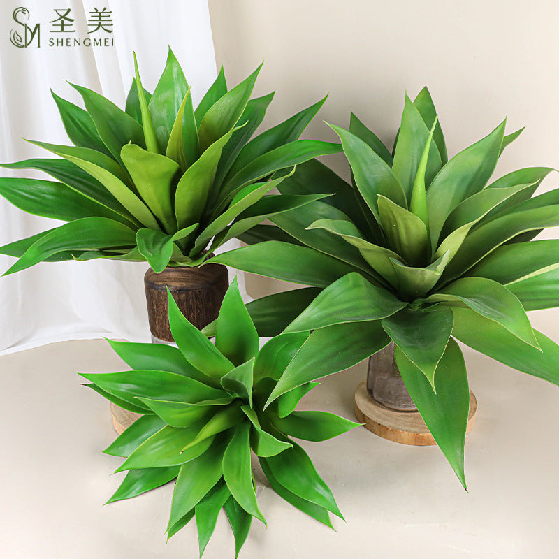 Künstliche Agave, 46 cm, Einzelstiel mit 22 Blättern, PE/PVC, für Innen- und Außenbereich, nordisches Design
