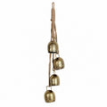 Weihnachtsglocken Anhänger, 4 Metallglöckchen am Juteband, Gold, Gesamtlänge 39 cm, Weihnachtsdeko im Vintage-Stil