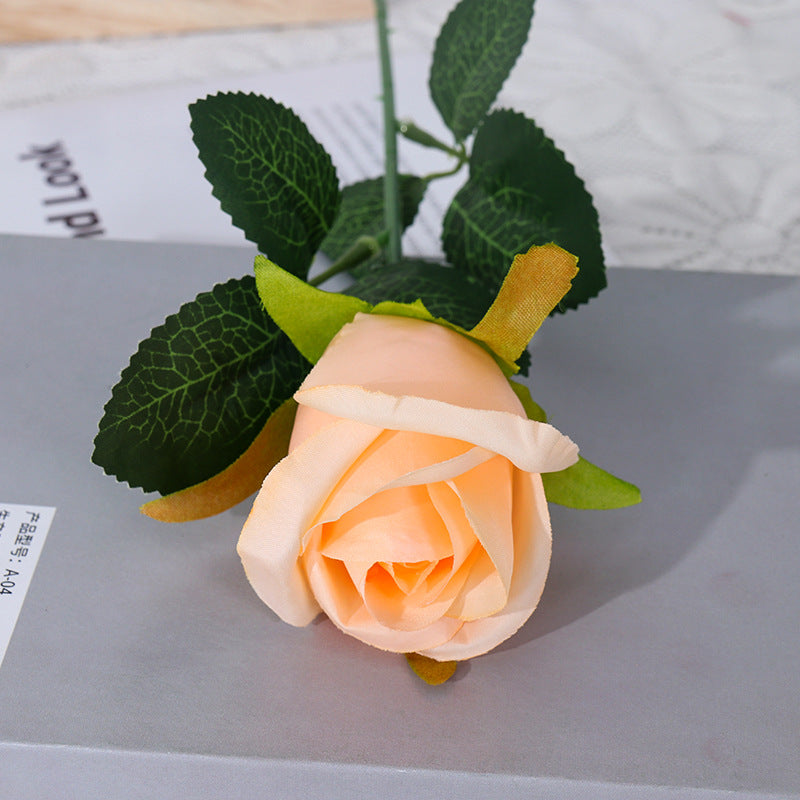Künstliche Schneeberg-Rose, Einzelstiel mit 1 Blüte, biegbarer Stiel aus Stoff und Draht, für Hochzeit, Hotel und Zuhause