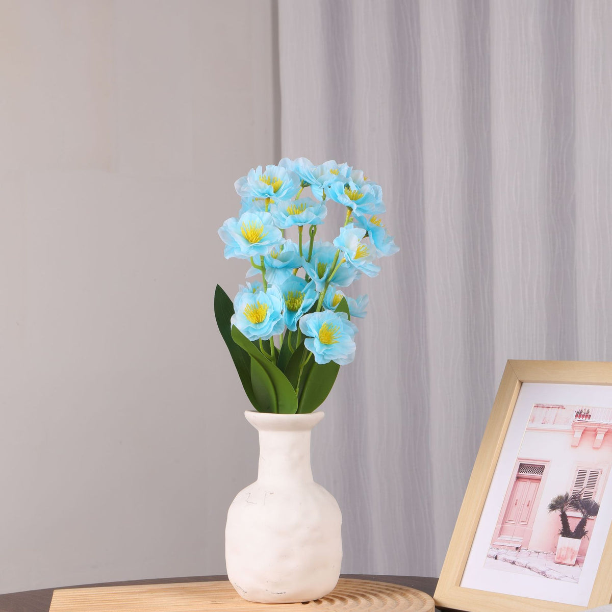 Künstlicher Flieder-Blumenstrauß mit 20 Blüten, 25 cm hoch, PU-Material, für Hochzeit, Dekoration, Büro, Zuhause