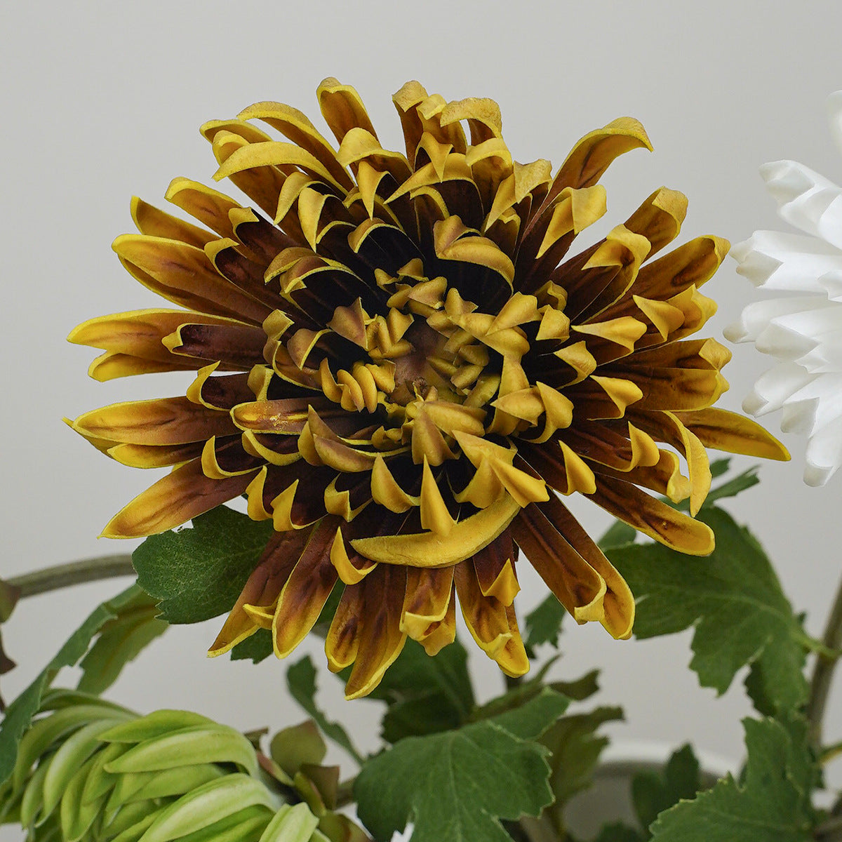 Kunstblume Zinnie, Einzelstiel mit 1 Blüte, PU, Herbstfarben im Vintage-Stil, für Hochzeit, Hotel und Dekoration