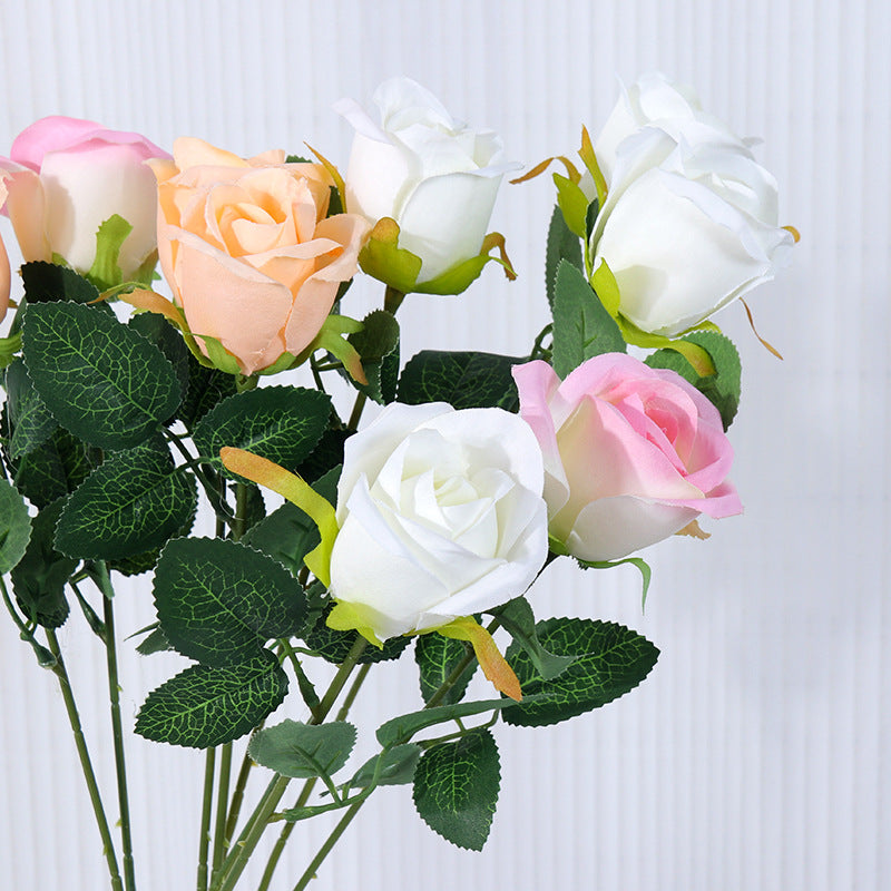 Künstliche Schneeberg-Rose, Einzelstiel mit 1 Blüte, biegbarer Stiel aus Stoff und Draht, für Hochzeit, Hotel und Zuhause