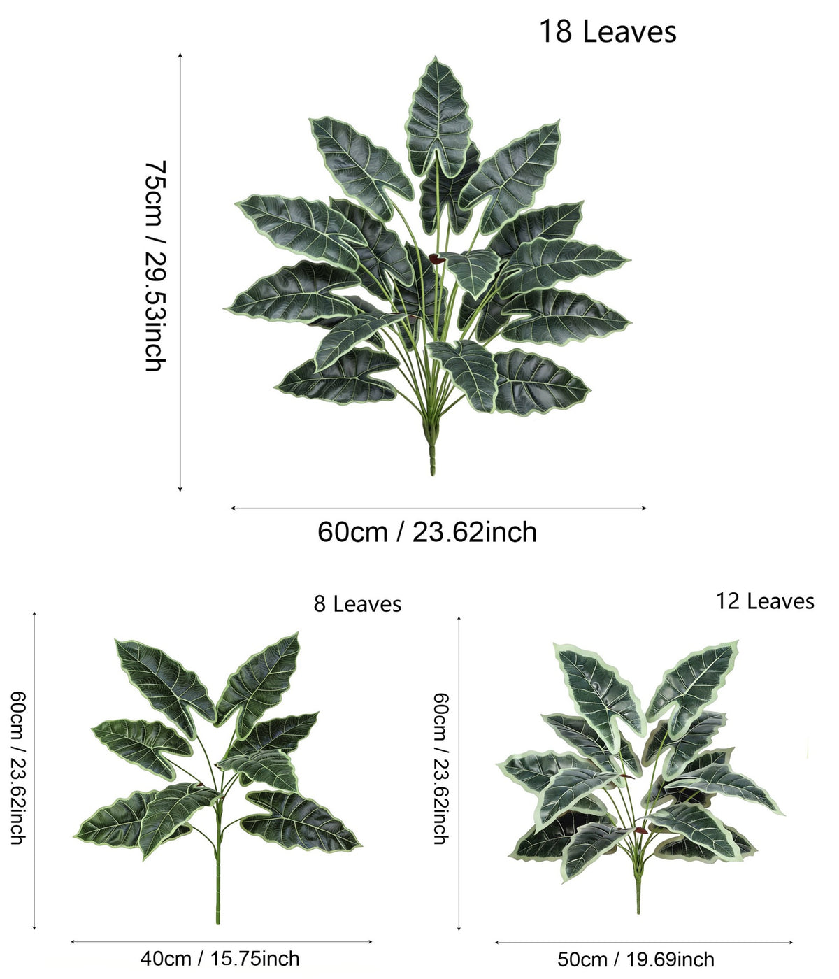 Künstliche Zamioculcas, 60 cm, Kunststoff, für Innen- und Außenbereich, ohne Übertopf
