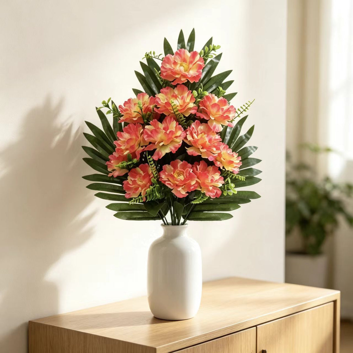 Künstliche Pfingstrosen Strauß, 12 Blüten, 52 cm Höhe, aus Seidenstoff, für Hochzeiten und Innendekoration