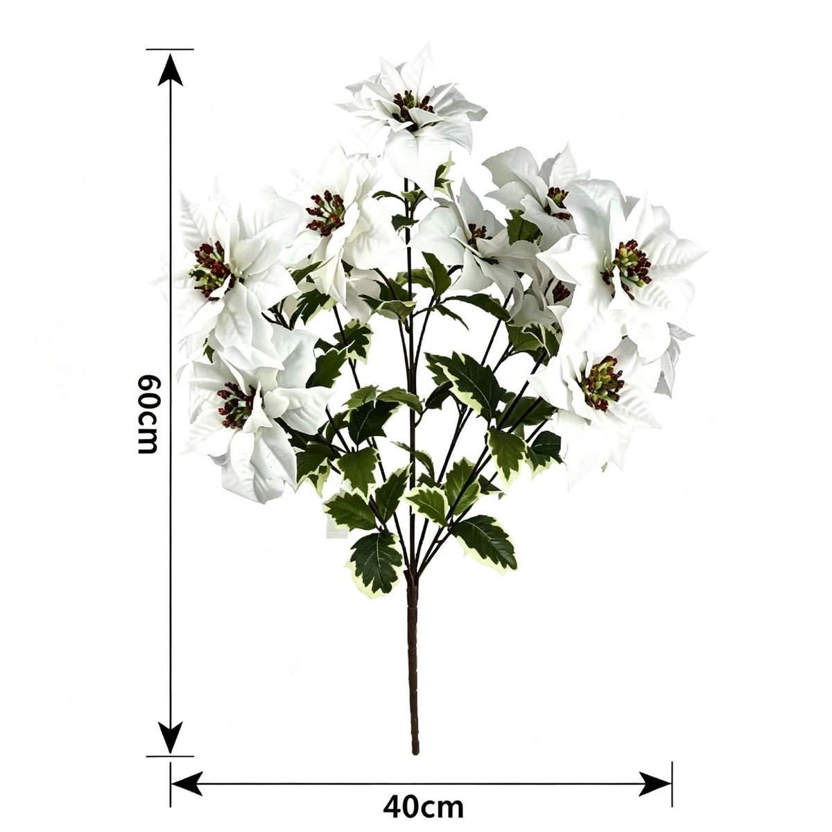Künstliche Poinsettia-Blütenbusch mit 12 Blüten, 45 cm, für Hochzeiten, Wohn- und Geschäftsräume