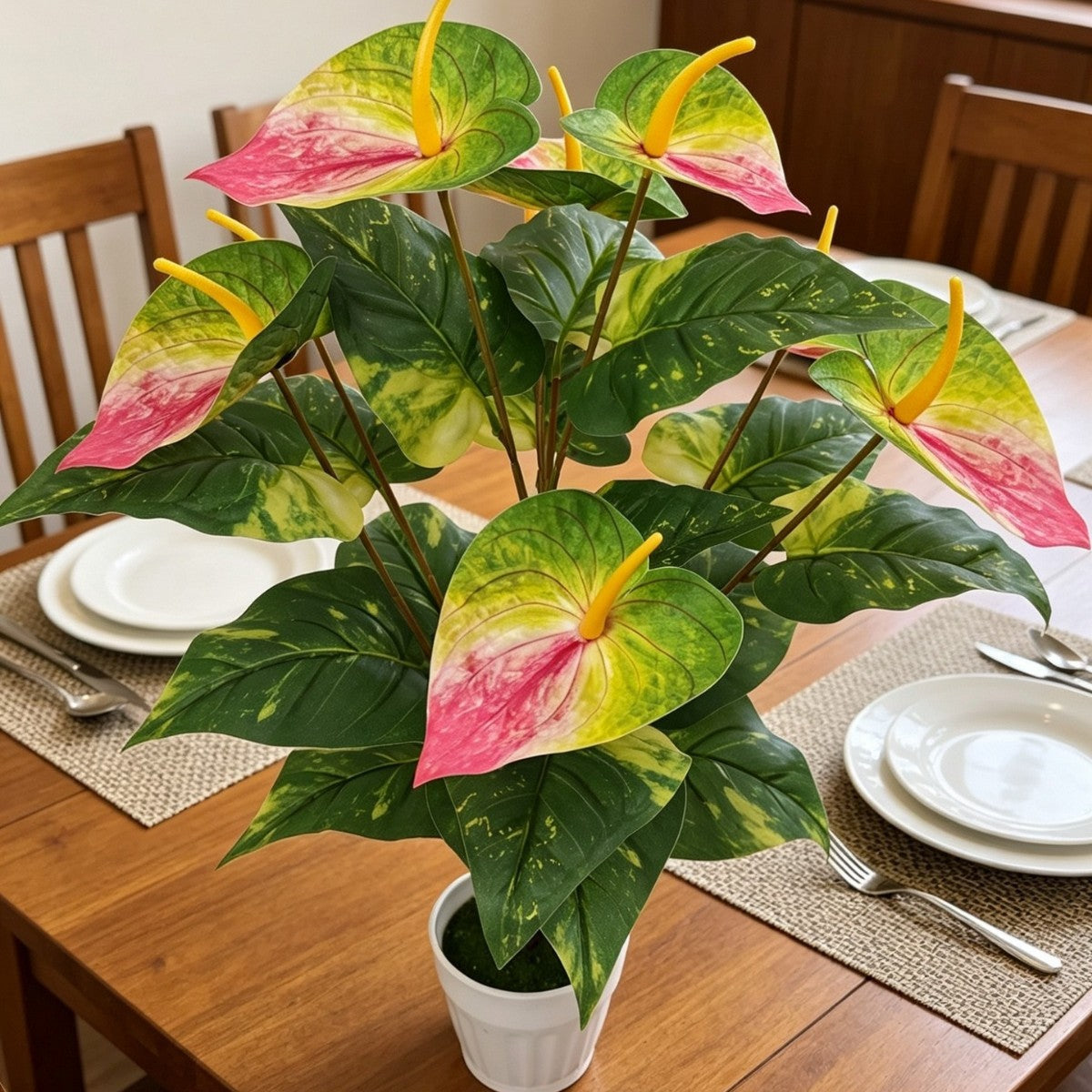 57 cm Kunststoff-Anthurie, 29 Blätter, künstliche Zimmerpflanze für Hochzeiten, Büro und Inneneinrichtung