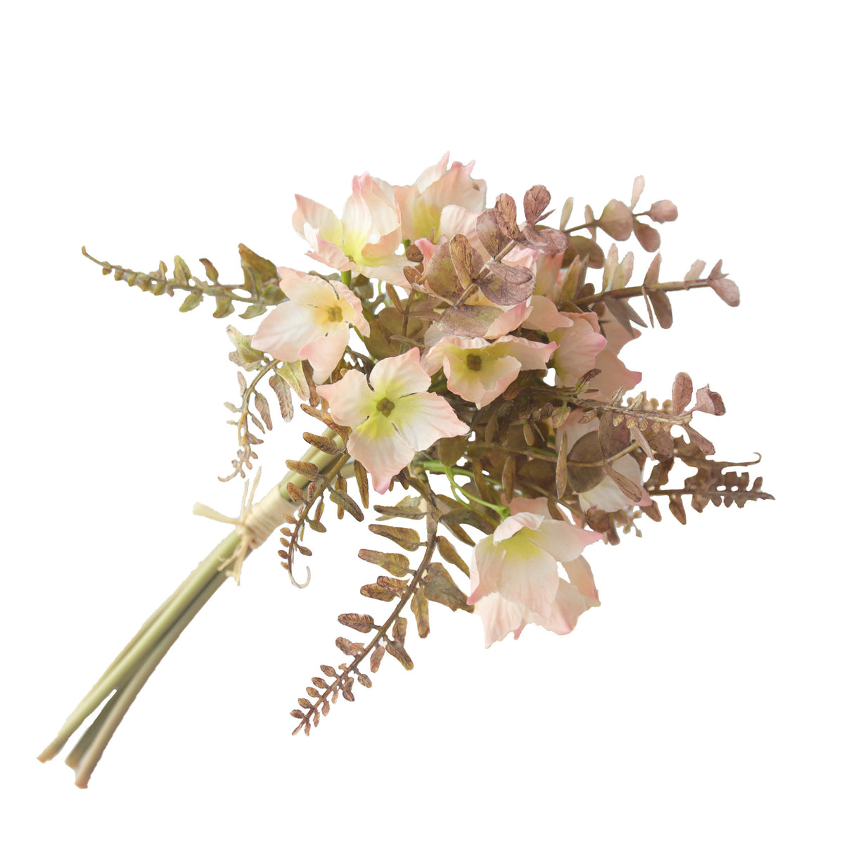 Künstliche Hortensien und Eukalyptus-Strauß, 33 cm, PE/PVC, ländlicher Stil, für Hochzeiten, Zuhause und Außenbereich