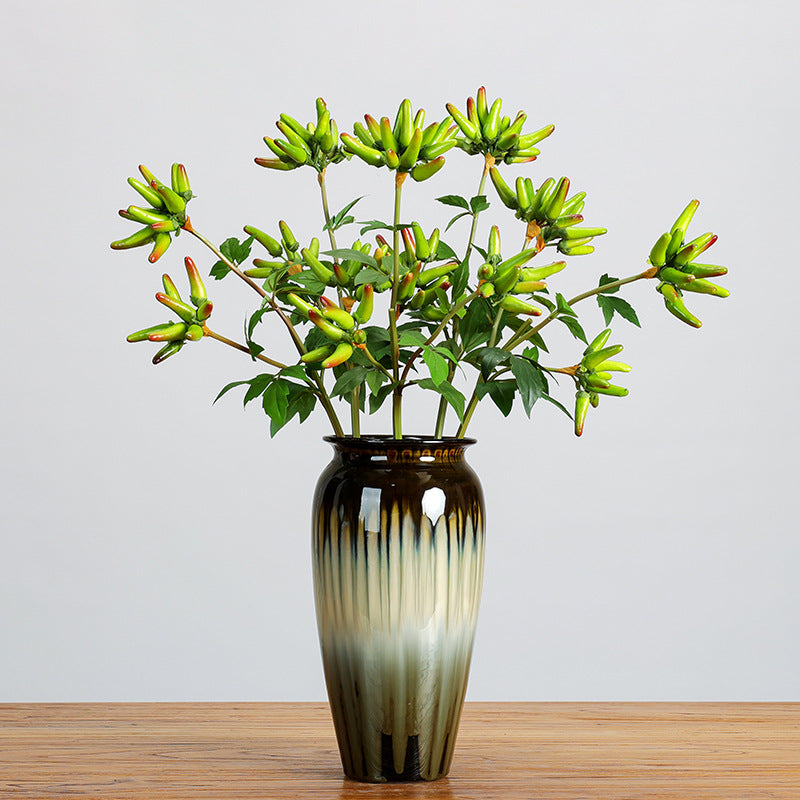 Künstlicher Chili-Zweig, 69 cm, 32 Blüten, einzelner Stiel aus Schaumstoff, für Innenraumdekoration