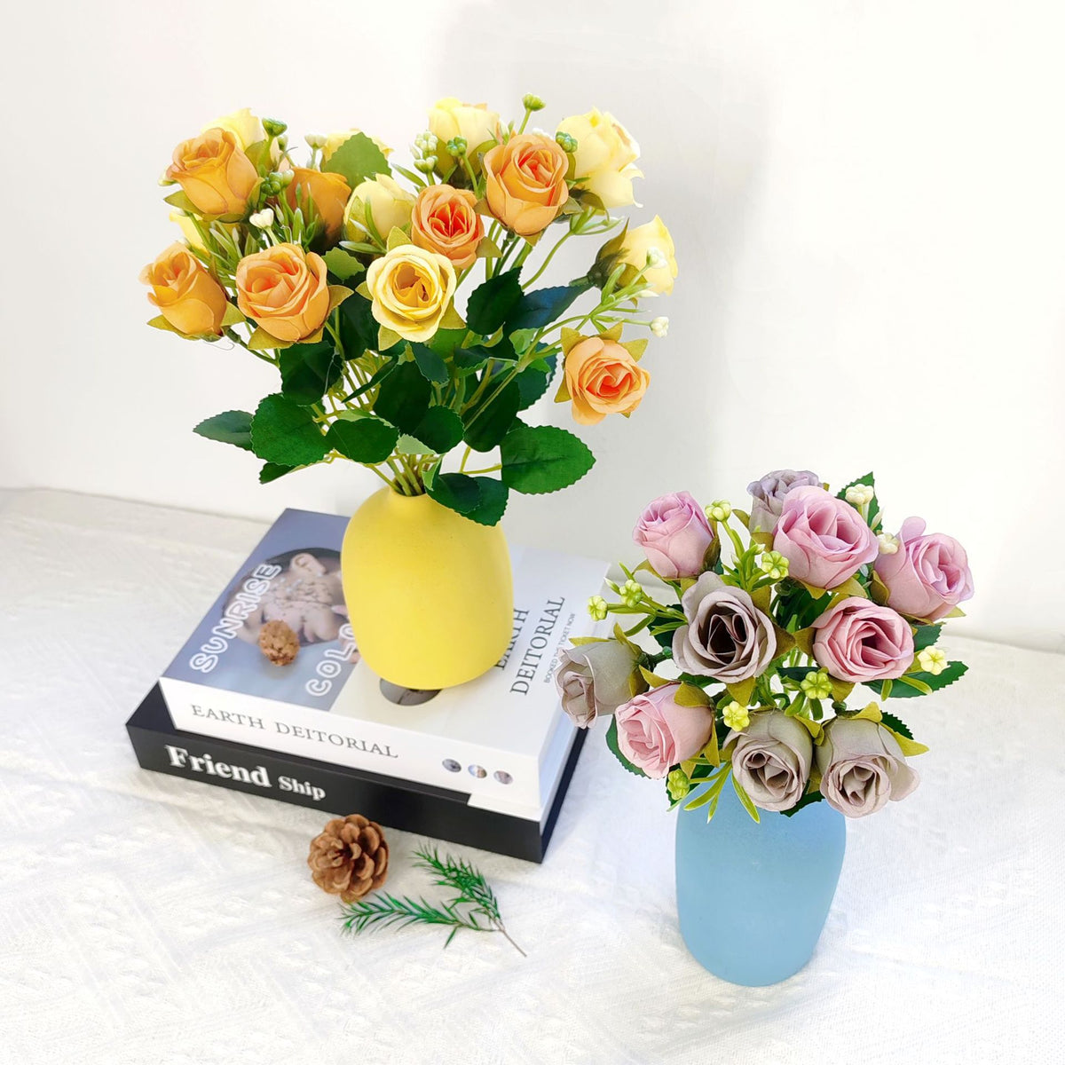 Künstliche Rosenstrauß mit 10 Blüten, 30 cm, moderne Deko für Zuhause
