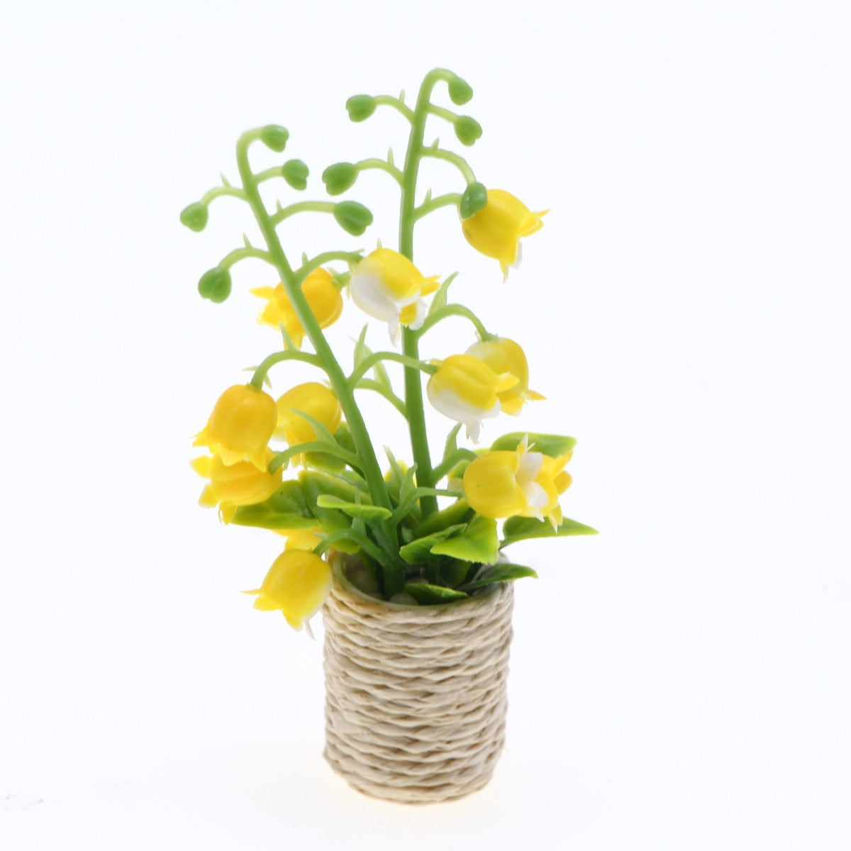 Miniatur-Maiglöckchen Pflanze im Topf, 10 cm hoch, Kunststoff (PE/PVC), für Wohnaccessoires und Szenengestaltung