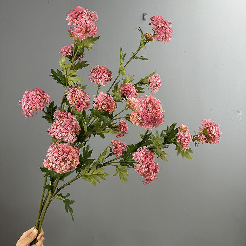 85 cm hochwertige Kunststoff-Hortensienbusch mit 6 Blüten, Schneeballhortensie, Deko für Hochzeit, Wohnung, Büro