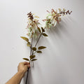 Künstlicher Erythrina-Blütenzweig mit Eukalyptus und Blättern, 83 cm, Einzelstiel aus Seidenstoff