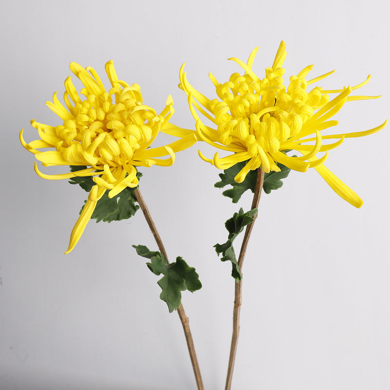 Künstliche Chrysantheme, einzelner Stiel mit 1 Blüte (20 cm Durchmesser), 72 cm hoch, PU-Material, für Hochzeitsdekoration und Innenraum