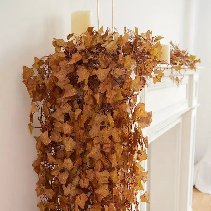 Künstliche Herbst-Ahornblatt-Girlande, Rankgirlande aus Kunstseide-Stoff, 12 Stück je Pack, für Innen und Außen, Herbstdeko