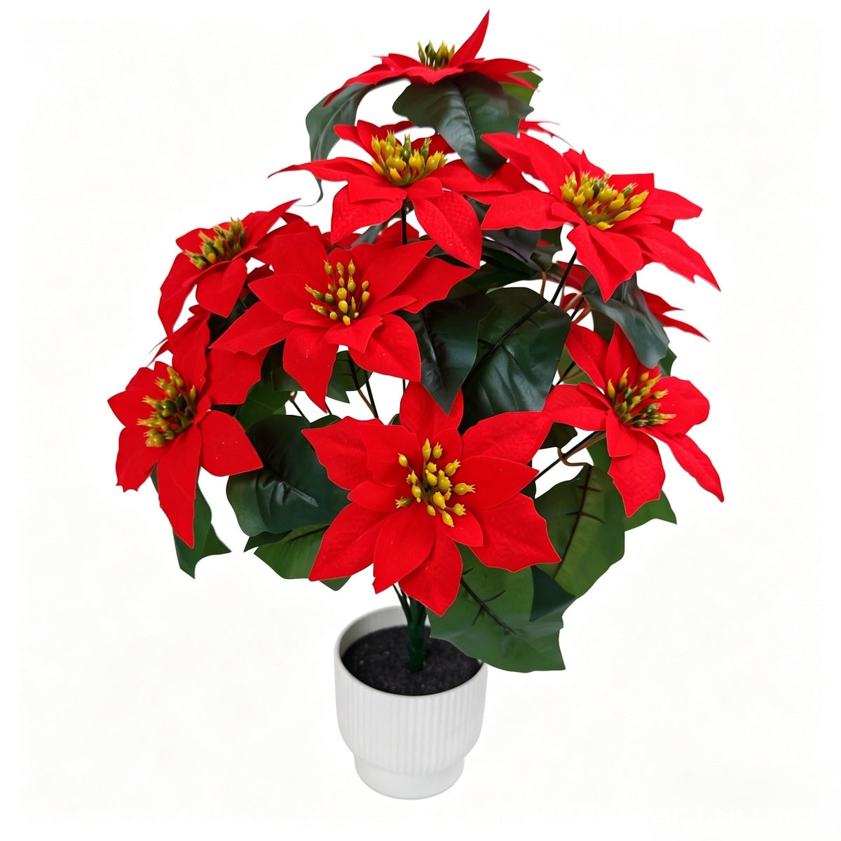 14-Blüten Weihnachtsstern Kunstblume, 50 cm, PVC, für Innenraumdekoration