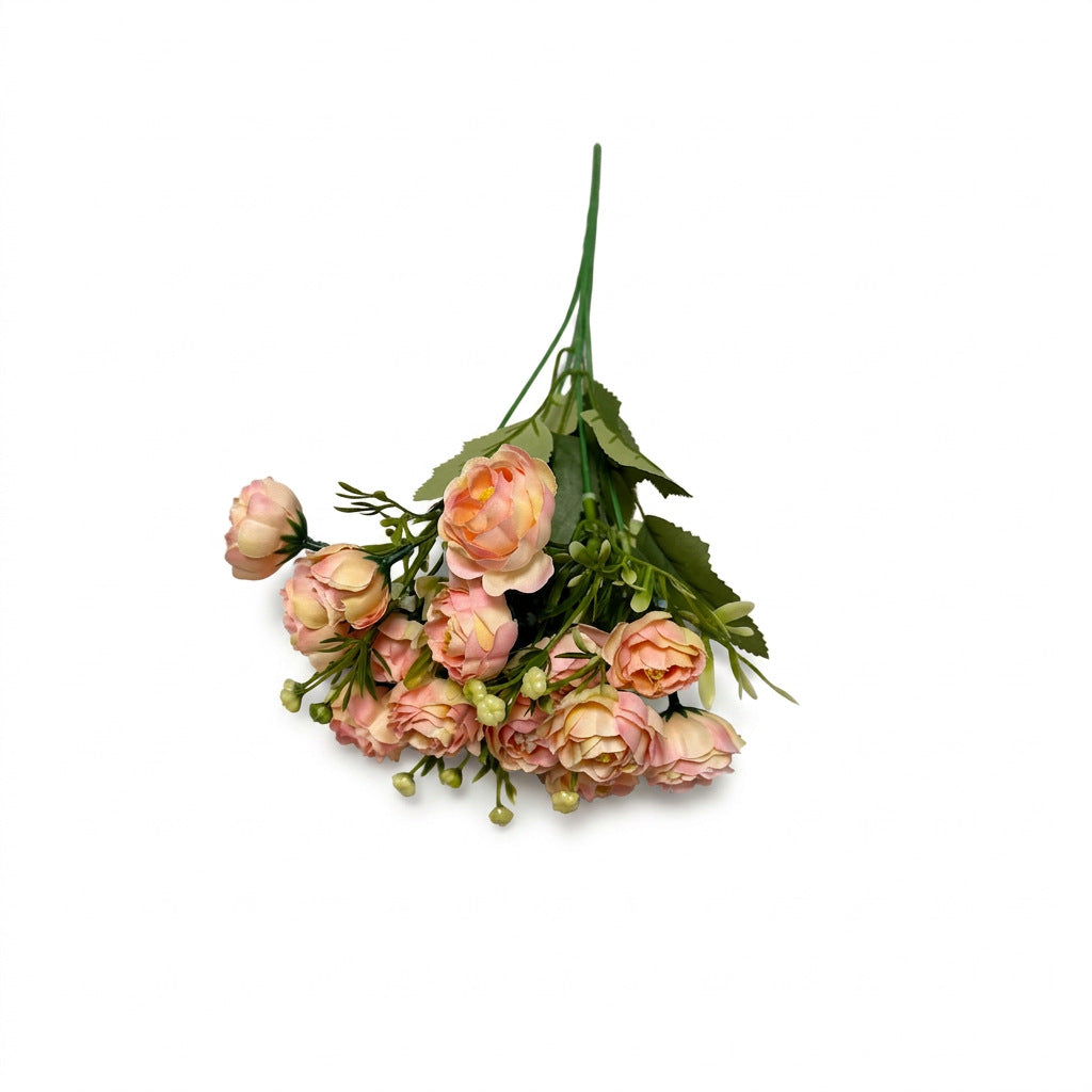 Künstliche Rosenbüschel mit 15 Blüten, 34 cm hoch, aus Seidenstoff, für Hochzeit, Dekoration, Innenraum