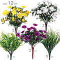 Kunstblumen Eukalyptus & Azalee mit Frühlingsgras, 12er-Pack Büschel, 38 cm, Kunststoff, für Hochzeit & Dekoration