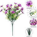 Kunstblumen Veilchen-Bündel mit Eukalyptus, 7 Zweige, 21 Blüten, Stoff, 35 cm, für Hochzeit, Schaufenster und Zuhause