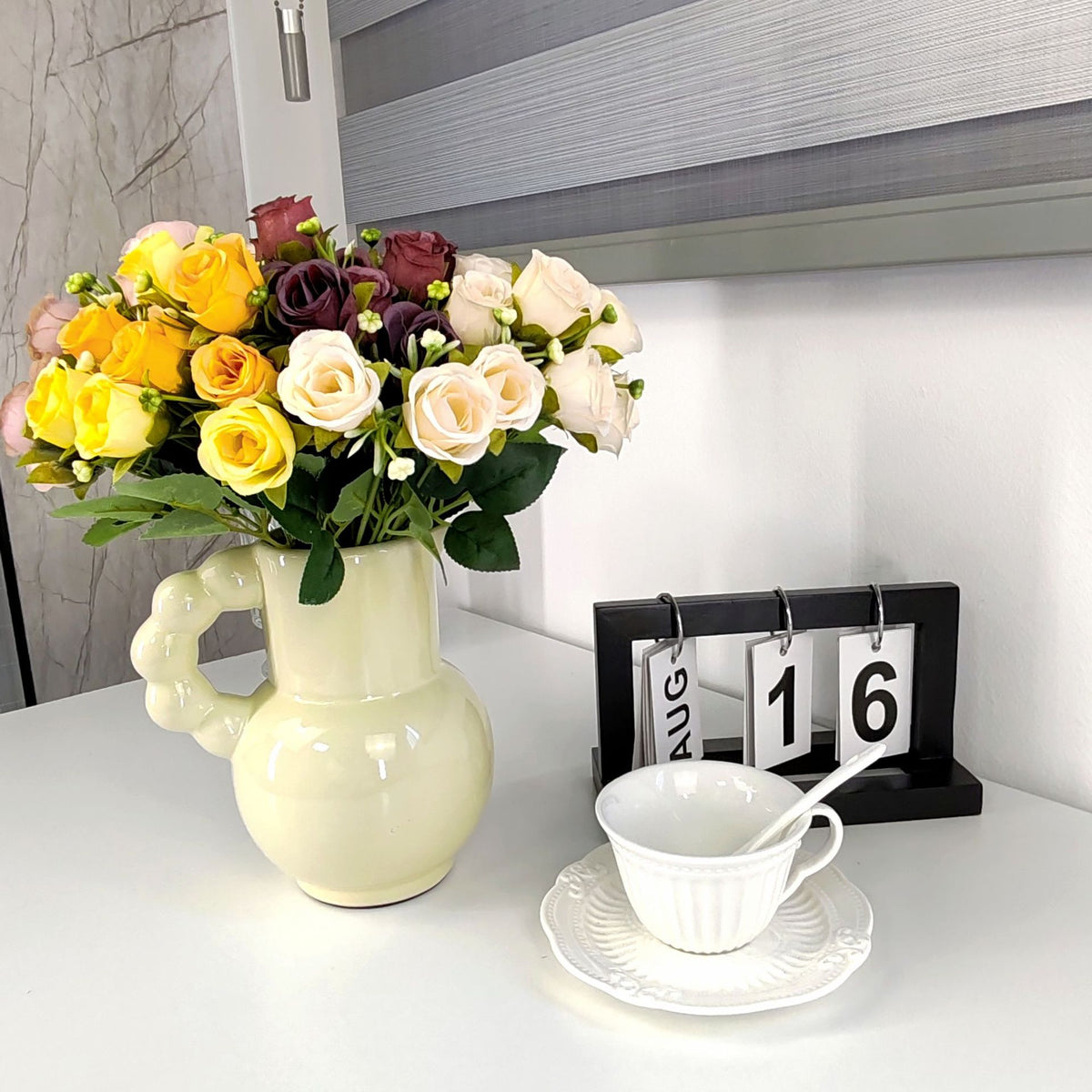 Künstliche Rosenstrauß mit 10 Blüten, 30 cm, moderne Deko für Zuhause