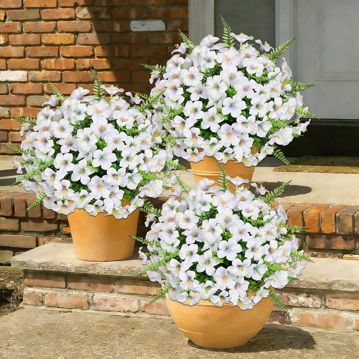 Künstliche Eukalyptus-Trompetenblumen mit Perserfarn, 9 Stück, Kunststoff, biegbare Zweige, für Hochzeit, Vase & Garten