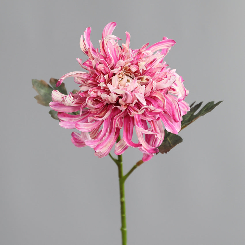 Künstliche Pfingstrosen-Chrysantheme, Einzelstiel mit 1 Blütenkopf, Kunstseide-Stoff, Stiel biegbar, für Hochzeit, Deko und Schaufenster