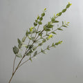 Kunstblume Eukalyptus, Einzelzweig mit 9 Zweigen und Blättern, Kunstseide-Stoff, biegbar, für Hochzeit, Deko und Büro