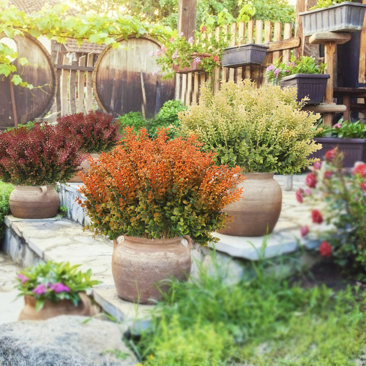 Künstliche Eukalyptus-Pflanze, 40 cm, UV-beständig, für Innen- und Außenbereich, realistische Dekoration