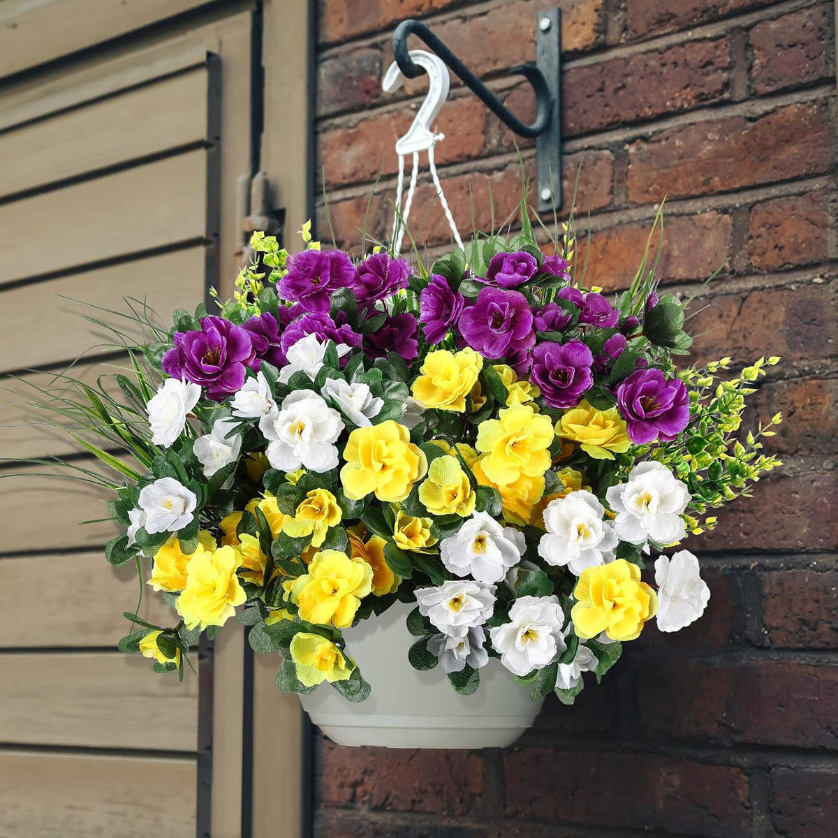 Kunstblumen Eukalyptus & Azalee mit Frühlingsgras, 12er-Pack Büschel, 38 cm, Kunststoff, für Hochzeit & Dekoration