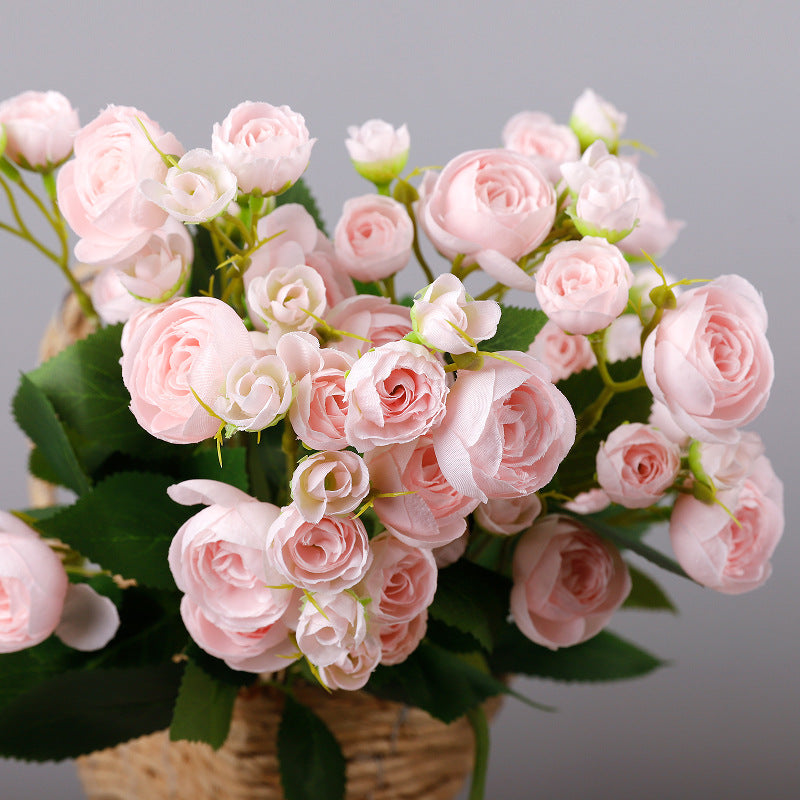 Künstliche Kamelienblüten, 12-Blüten-Busch, 46 cm, aus Seidenstoff, für Hochzeiten, Wohn- und Geschäftsräume
