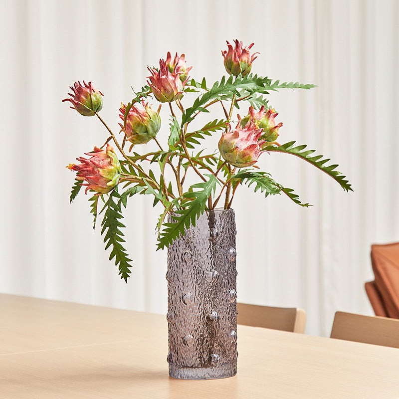 Kunstpflanze Distel, 2 Blütenköpfe, 30 cm Höhe, für Innendekoration, Hotel, Büro