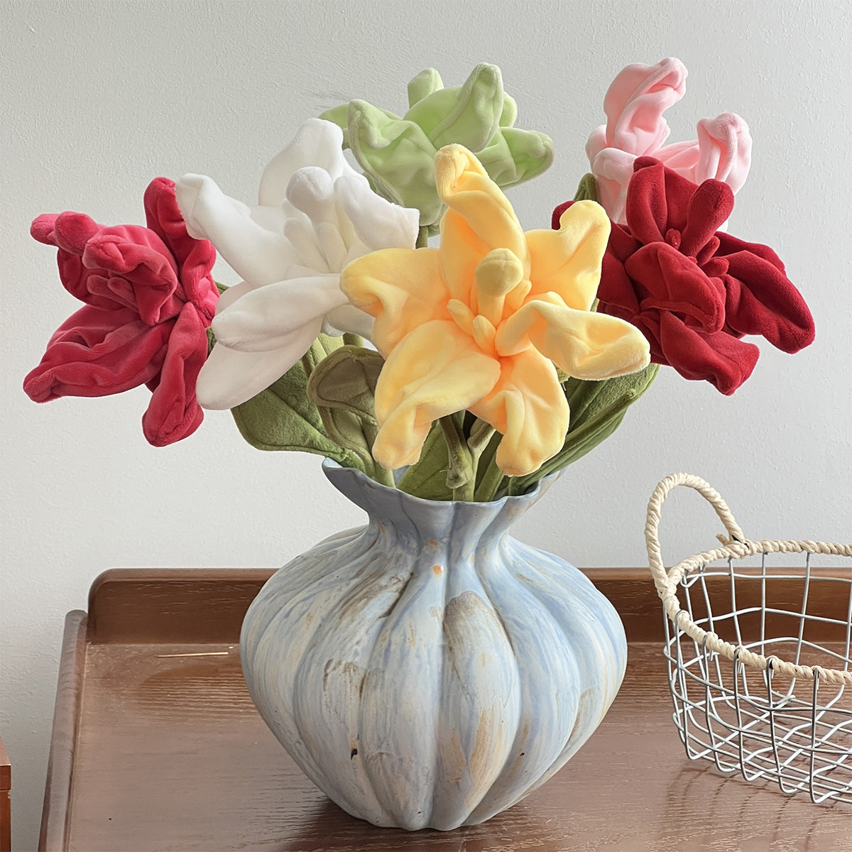 Künstliche Lilie aus Plüschstoff, einzelner Stiel mit 1 Blüte, 44 cm hoch, Blütendurchmesser 17 cm, für Innendekoration, Hochzeiten und Veranstaltungen