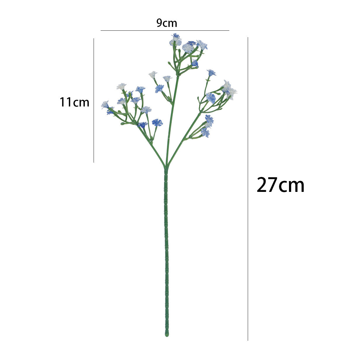 10er Set künstliche Gypsophila (Schleierkraut) Stiele – 27 cm, Silikon, Hochzeit Dekoration, Floristik, Innenraum, weiß & himmelblau
