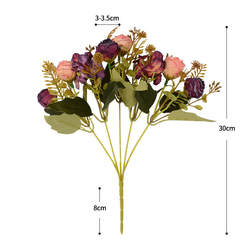Künstliche Rosenstrauß, 6 Blüten, 30 cm hoch, aus Seidenstoff, für Hochzeiten, Zuhause und Gewerbe