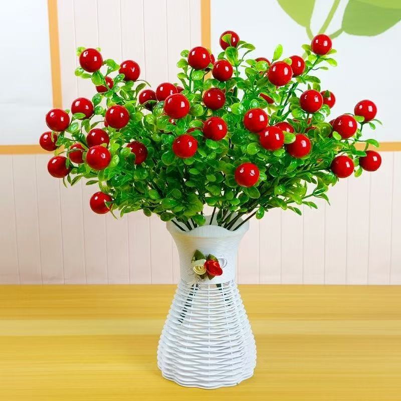 Künstlicher Wildfrüchte-Busch, 1 Stück, Kunststoff-Mix, 35 cm, für Hochzeit, Hotel, Büro und Zuhause