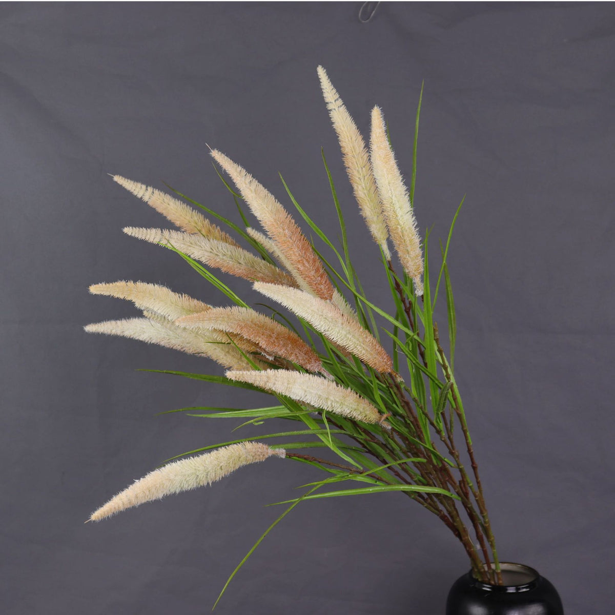 Künstliche Ziergras-Büsche mit 3 Blüten, 101 cm hoch, aus seidenähnlichem Polyester, für Innen- und Außenbereich, Hochzeiten, Geschäftsdekoration