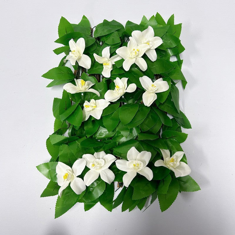 Künstliche Veilchen-Hecke, ausziehbarer Zaun aus Kunstblumen, 1 Stück, Stoff, für Garten, Balkon, Hochzeit und Gastronomie