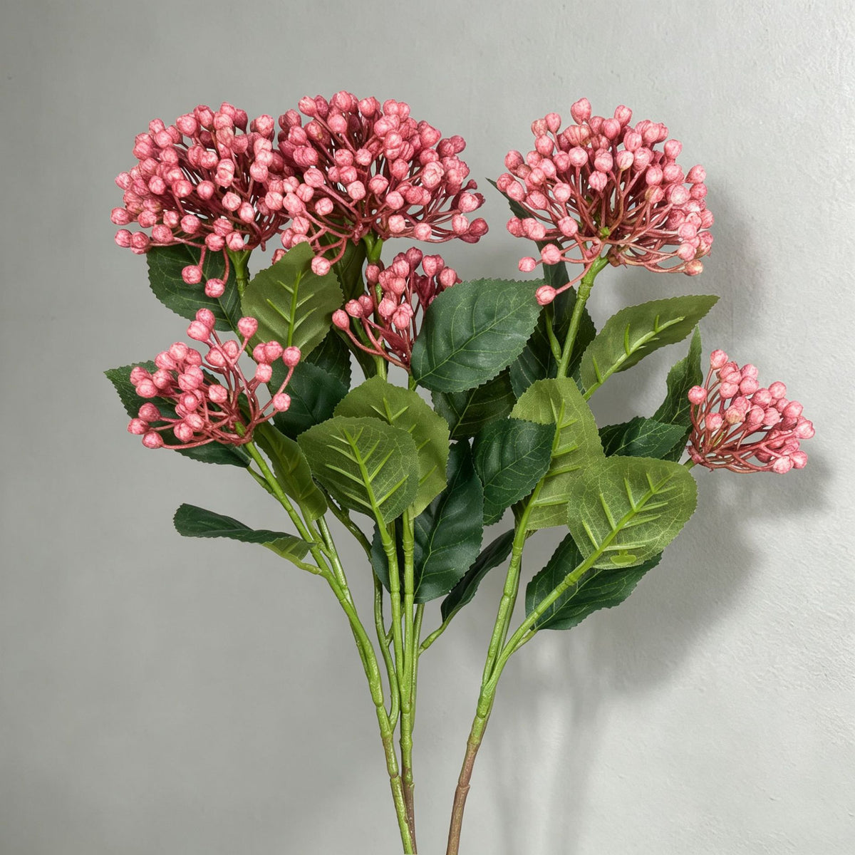 Künstlicher Wildfrucht-Zweig, Kunstblumen-Busch mit 2 Fruchtköpfen, Kunststoff, 54,5 cm, für Deko & Hochzeit
