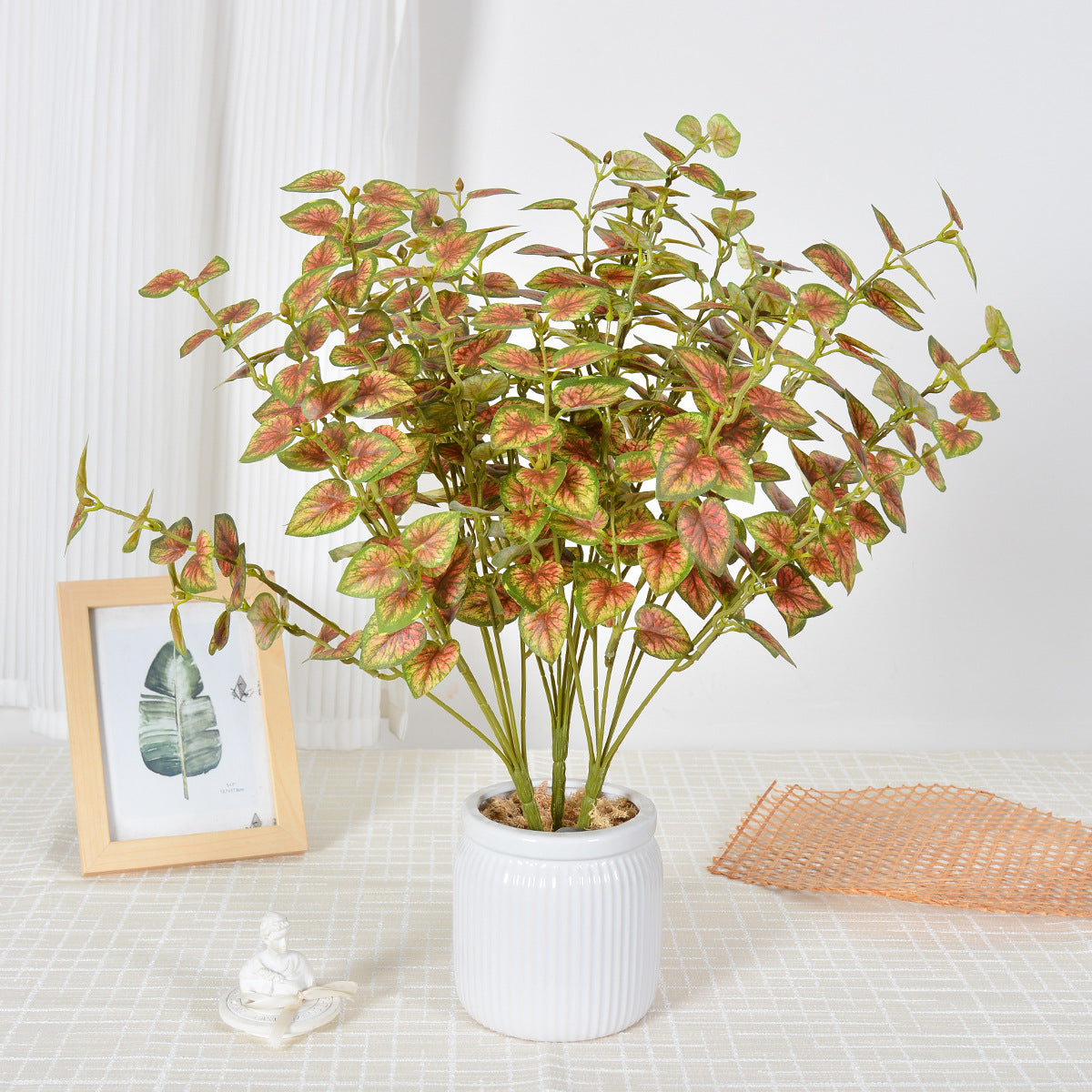Künstliche Caladium-Blätter, 18 cm hoch, aus seidenähnlichem Polyester, für Innen- und Außenbereiche