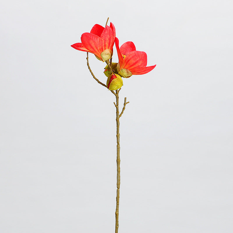 Künstliche Kapokblüte, einzelner Stiel mit 4 Blüten, 42 cm Höhe, aus Seidenstoff, für Innendekoration