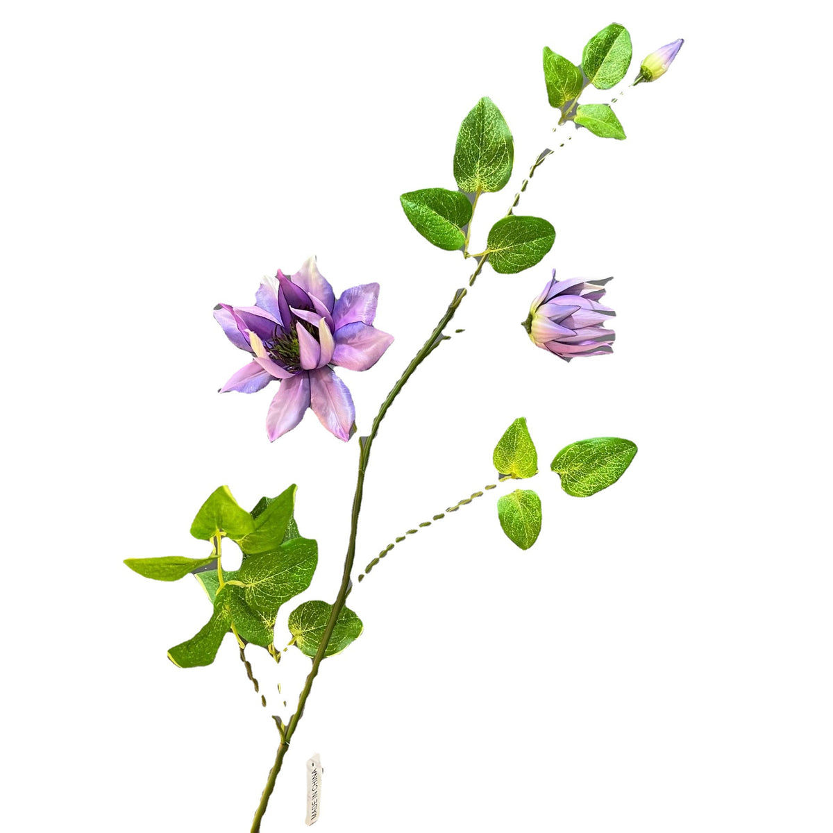Künstliche Clematis-Blüte, 90 cm, Seidenstoff, Einzelstiel mit 3 Blüten, für Wohnzimmer, Hotel, Schaufensterdekoration