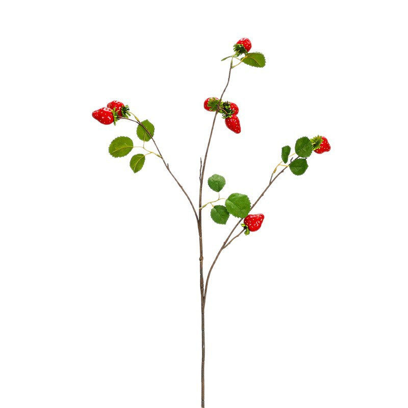 Künstliche Erdbeerranke, 1 Stamm mit 8 Früchten, 72 cm, Schaumstoff, für Floristik & Dekoration
